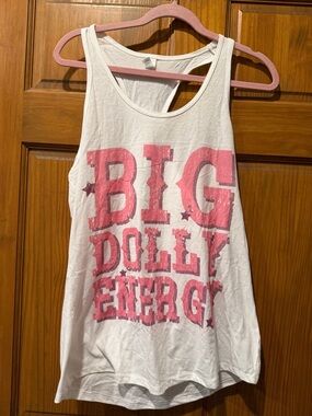 NWOT! White Tank Top with Pink 'BIG DOLLY ENERGY' Graphic